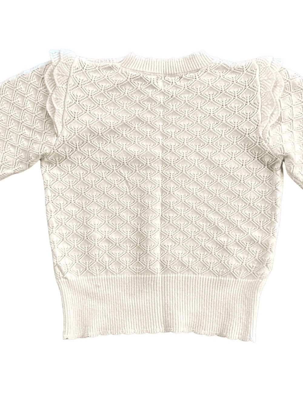 Ivory Pointelle Ruffle Sweater | Size Small - Picture 4 of 4